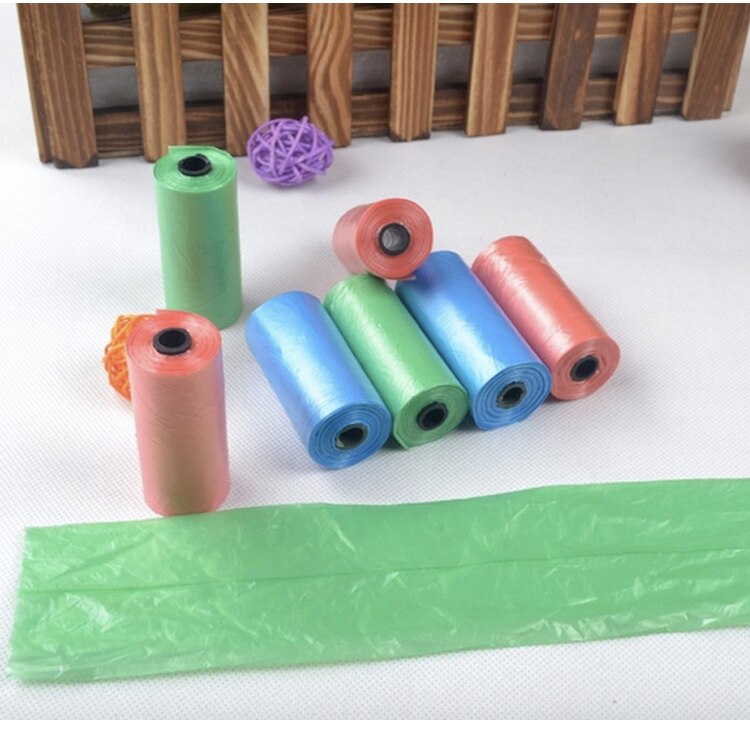 15pcs/Roll Degradable Environment Friendly Plastic Bag Pet Supplys Cat Dog Poop Bags Outdoor Home Clean Refill Garbage Bag