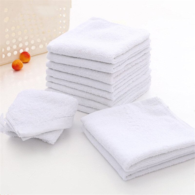 Serviette de visage en coton blanc | 6 pièces, carré et , visage et chiffon à main pour voiture, nettoyage de maison