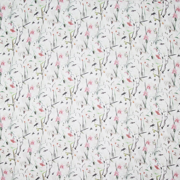 Animal and plant insects print silk linen blended fabric 14momme,SLN159