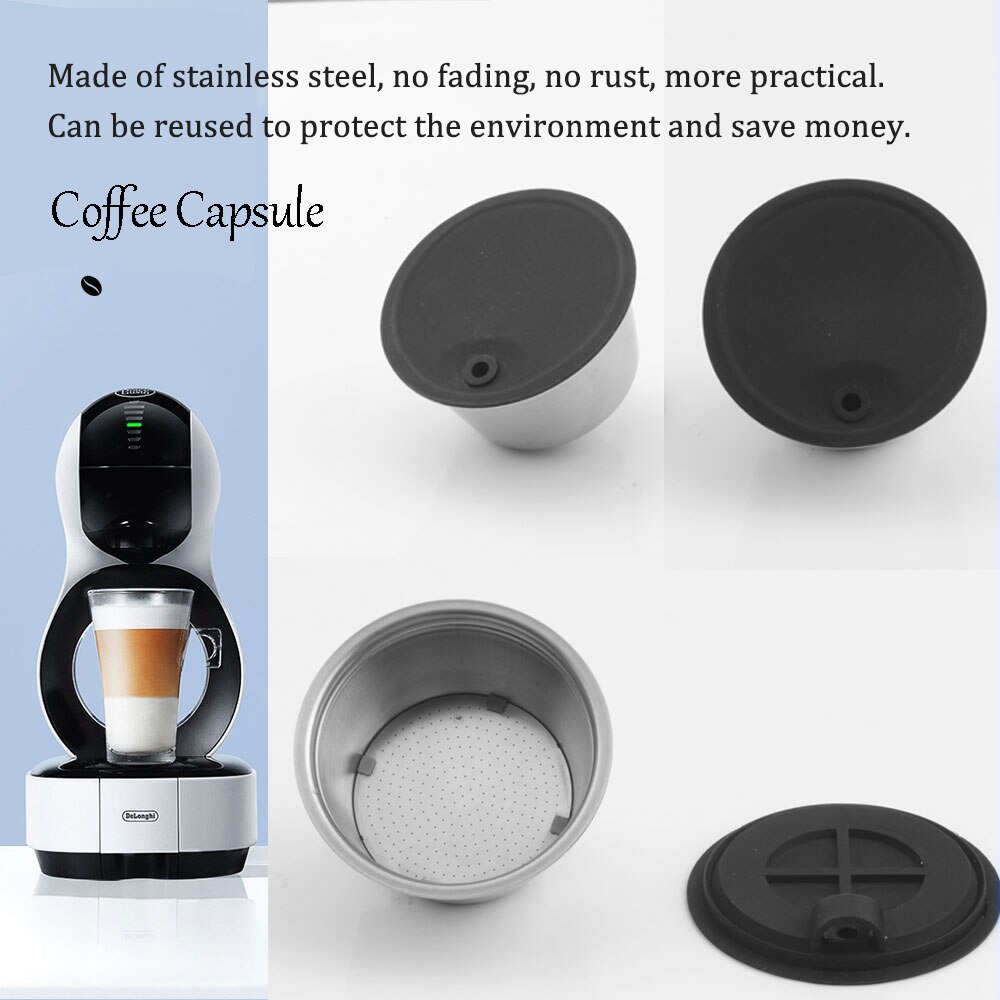 Stainless Steel Fillable Coffee Capsules Reusable Coffee Capsule Cup Filter Set with DOLCE GUSTO EDG Lumio Series Coffee Machine