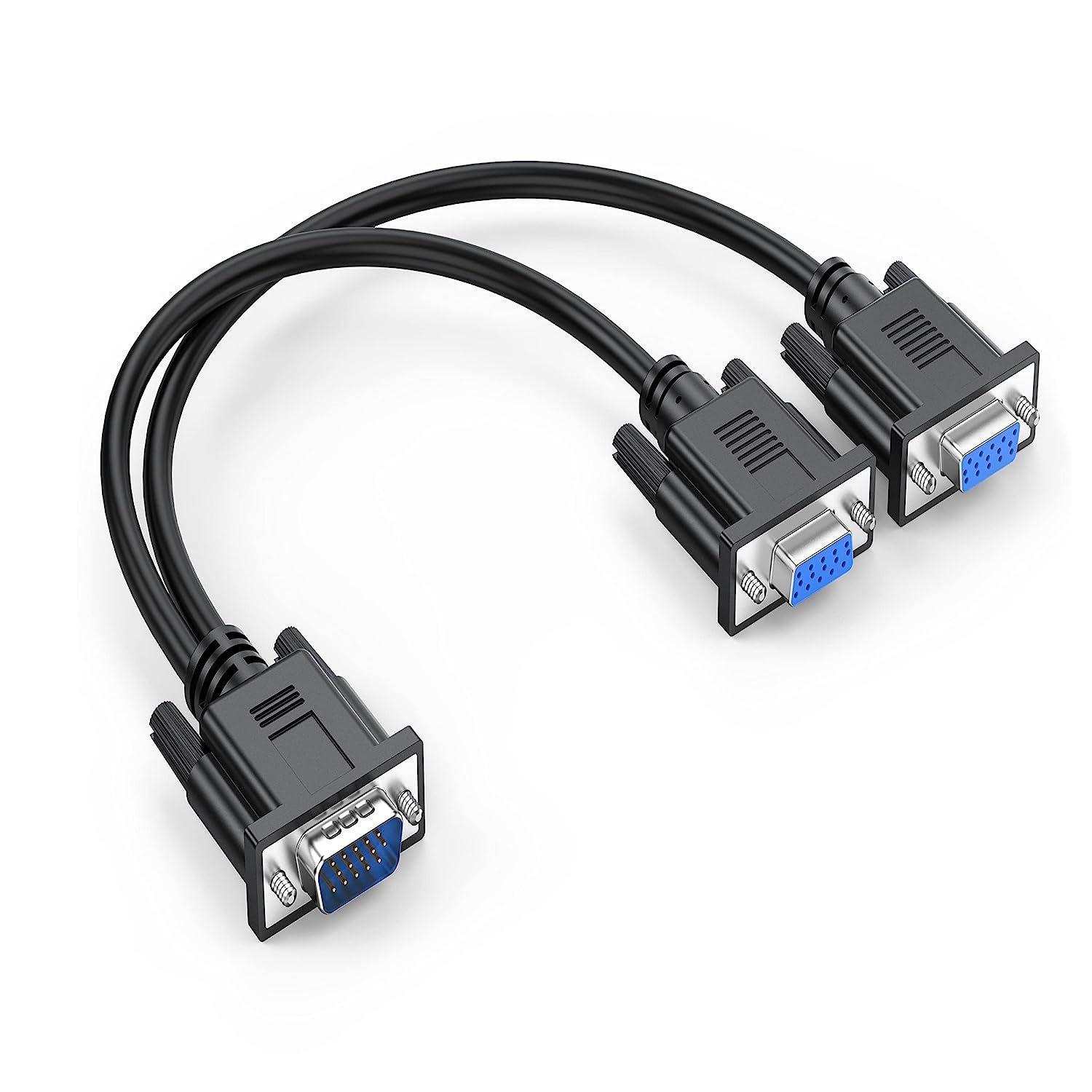 VGA-Splitterkabel, 1080P, Dual-VGA-Monitor, Y-Kabel, 1 Stecker auf 2 Buchsen, Adapterkabel zur Bildschirmvervielfältigung für Projektoren, HDTVs: Schwarz