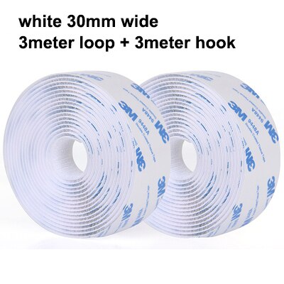 3Meter 16-100Mm Zelfklevende Klittenbandsluiting Tape Nylon Sticker Haak Lus Strips Fastener Met lijm Diy Accessoires: White 30mm