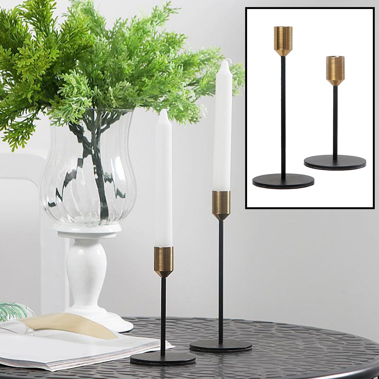 Iron Taper Candle Holder Candlestick Table Centerpiece Dinner Decor S