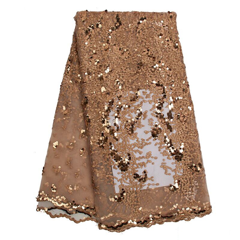 Moderigtigt og populært afrikansk mesh blonde stof pailletter nigerianske blonder tyl fransk blonde stof brudekjole fest 2539b: Dybgrøn