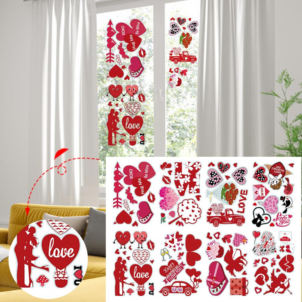 8 Stks/set Verwijderbare Auto Stickers Pvc Waterdicht Duurzaam Lijm-Gratis Elektrostatische Hart Figuur Decal Home Decoratie