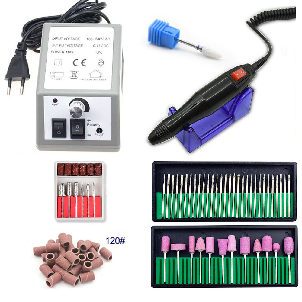 Electric Nail Drill Machine For Manicure And Pedicure Drill 12W 20000RPM Milling Machine Nails Equipment Set Electric Nail File: SET 1