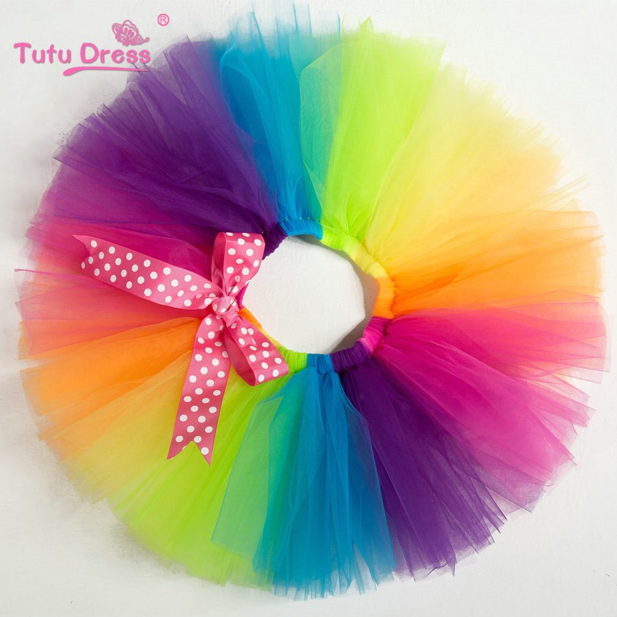 Meisjes Regenboog Rok Baby Tutu Rok Kleurrijke Prinses Meisjes Rokken 2-12 Leeftijd Kinderen Kleding Handgemaakte Dans Pluizige Pettiskirt
