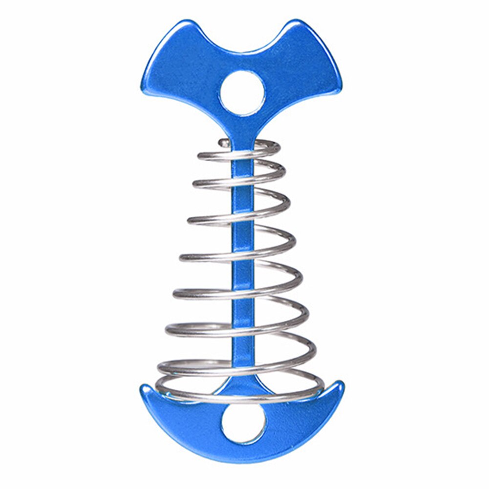 Metal Adjustable Plank Floor Spring Fishbone Anchor Tent Pegs Outdoor Awning Deck Stakes Fixed Nails Camping Equipment: Blue