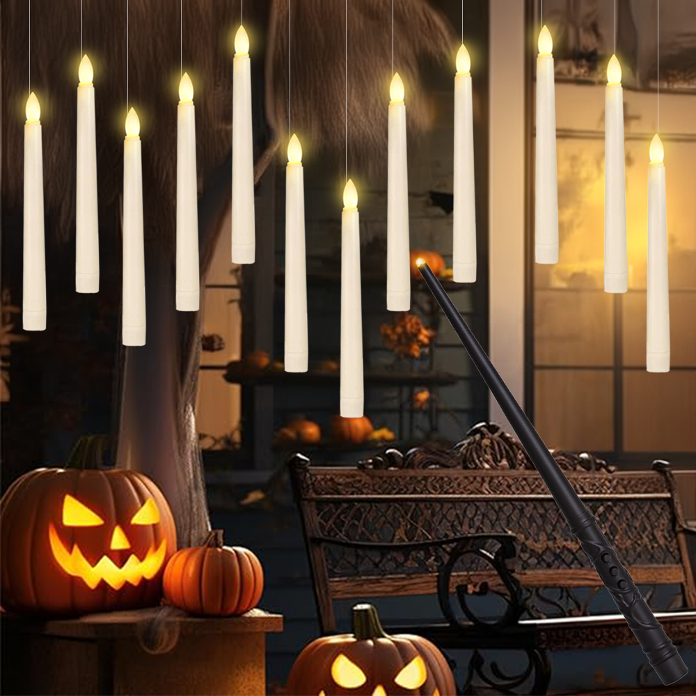 Floating LED Candles with Magic Remote Wand Levitating Flameless Candle Light for Home Wedding Decor Meditation