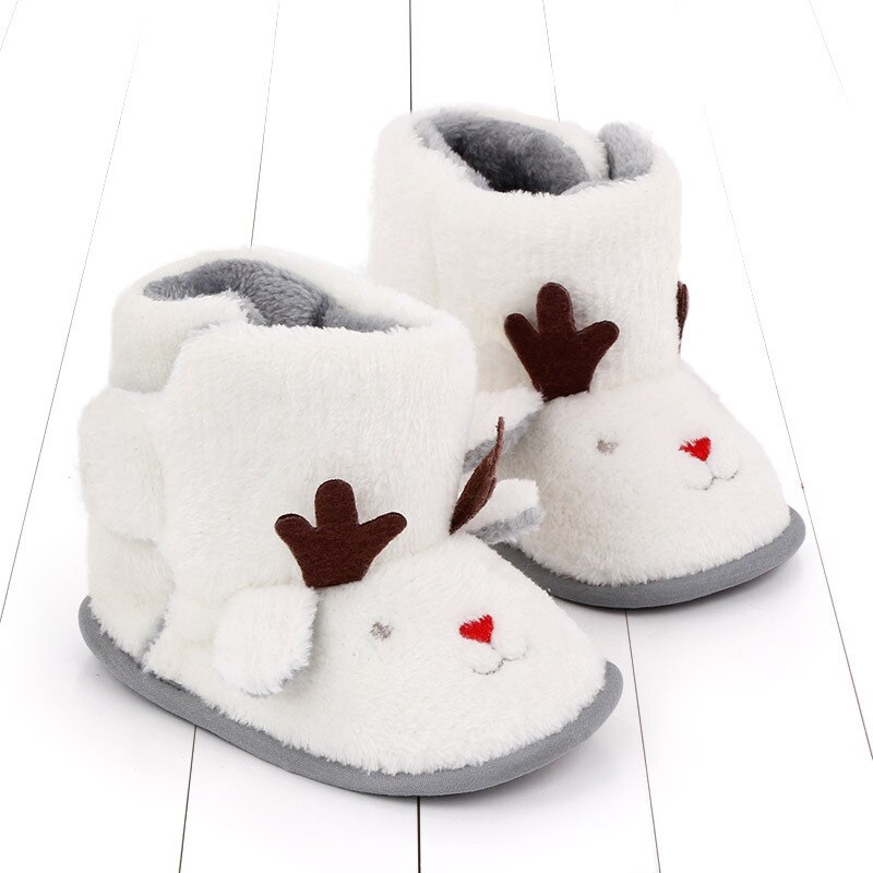 Newborn Infant Baby Girls Snow Boots Winter Warm Baby Shoes Solid Button Plush Ankle Boots: Beige / 14