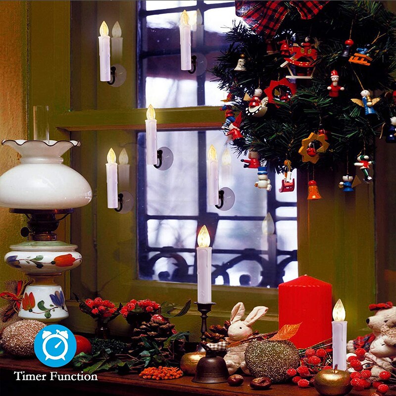 Tree Decoration LED Candles Lights with Remote Control Taper Candles Led Flameless for Years Christmas Party Wedding