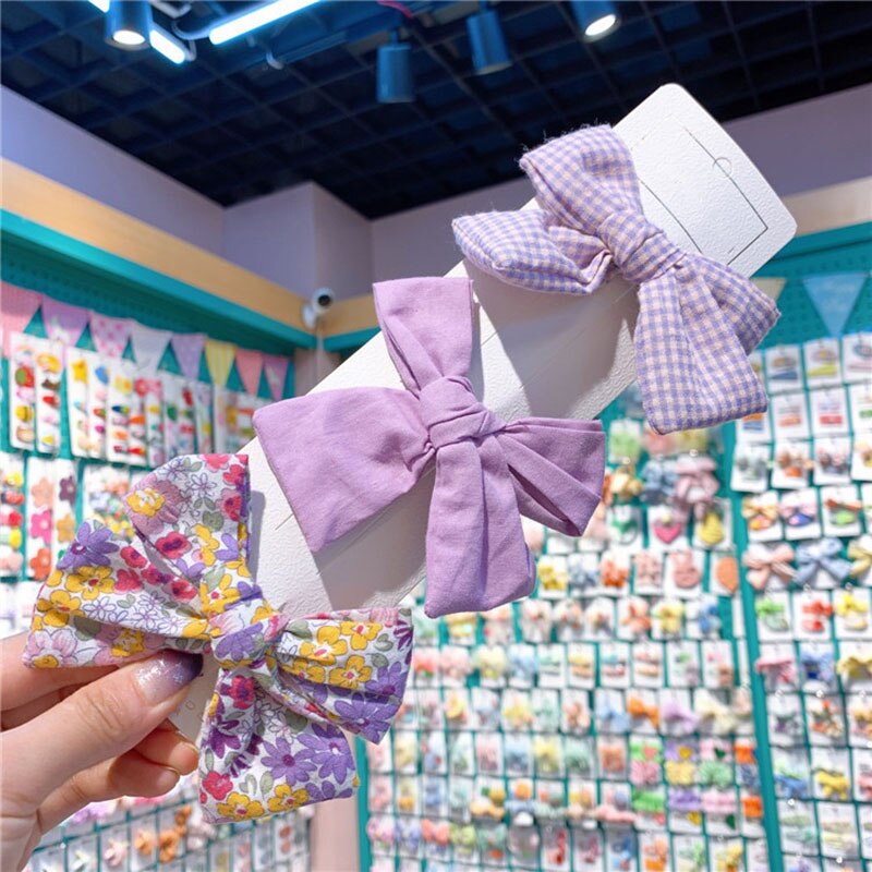 3 Pçs/set Flor Bowknot Bebê Meninas Grampos de Cabelo Barrettes Hairpin Arcos Bonito Das Crianças Dos Miúdos Acessórios Para o Cabelo Do Bebê: purple