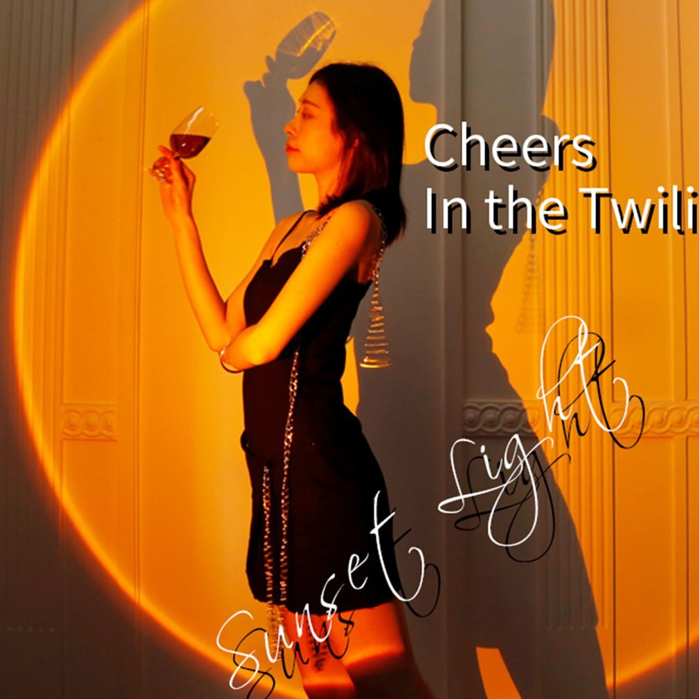 Sunset Projector Lamp Rainbow Atmosphere Led Night Light for Home Bedroom Background Wall Decor Video Photpgraphy Shooting Lamp