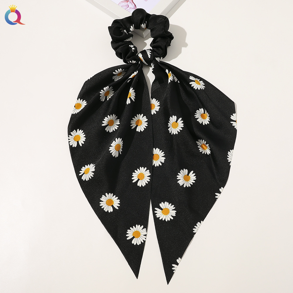 Floral Print Scrunchies Chiffon Bow Elastic Hair Bands Women Hair Ties Rubber Bands Ponytail Scarf Hair Accessories