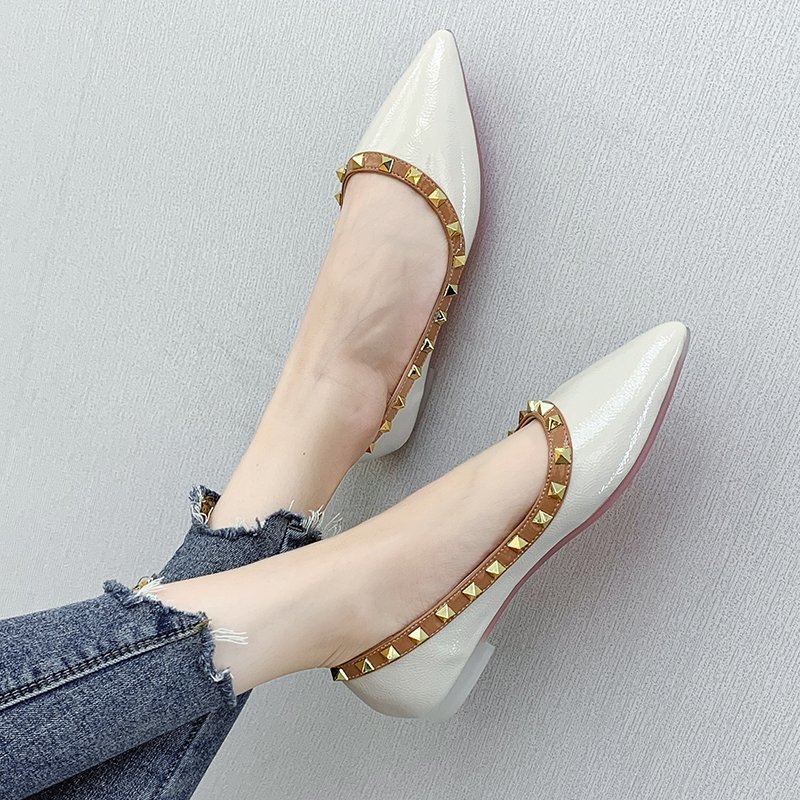 Nitar flats lack läder slip on platta skor spetsiga tå båtskor dam loafers godis färg kvinnlig sko zapatos mujer 8147c