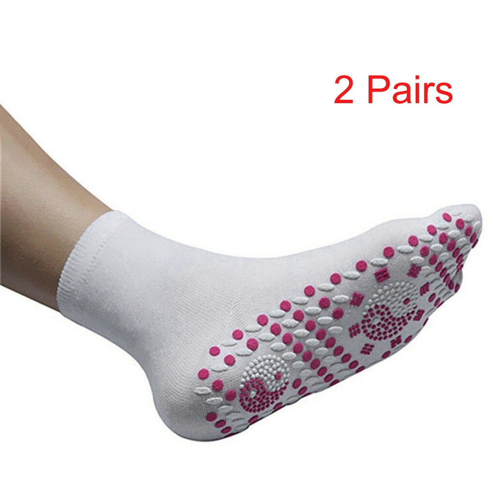 Turmalin selvopvarmning opvarmede sokker til kvinder mem hjælp varme kolde fødder komfort sundhed opvarmede sokker magnetisk terapi behagelig: 2 stk hvid