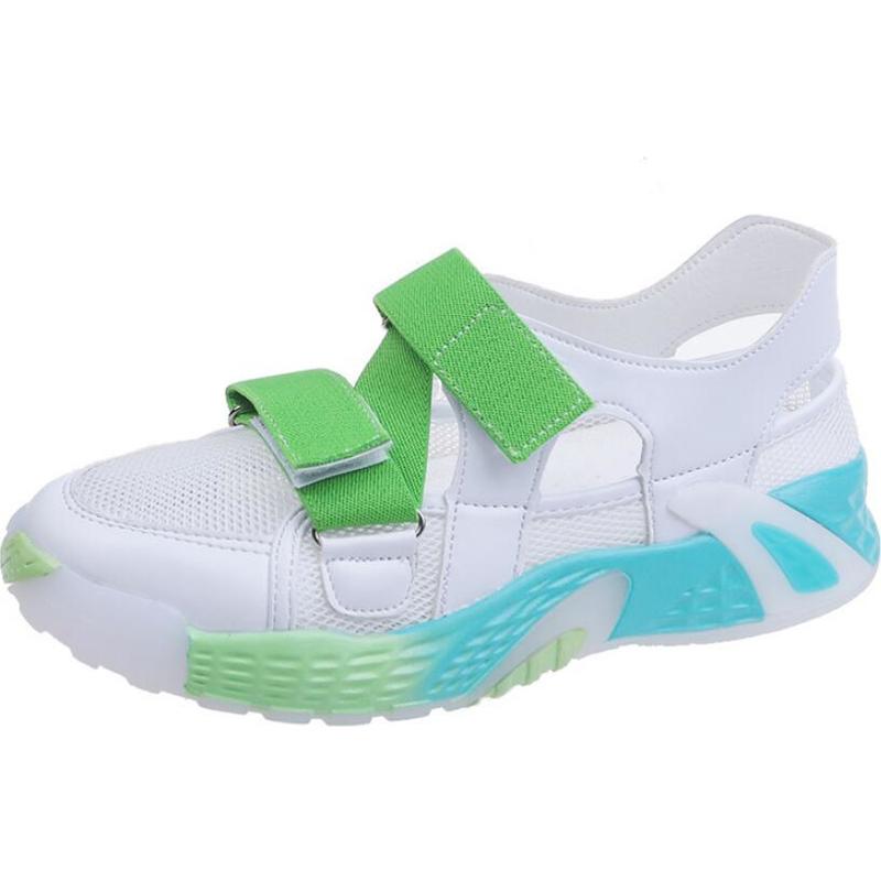 été crochet & boucle femmes sandales arc-en-ciel coloré maille chaussures femme sandales grosse plate-forme chaussures décontractées femmes sandales