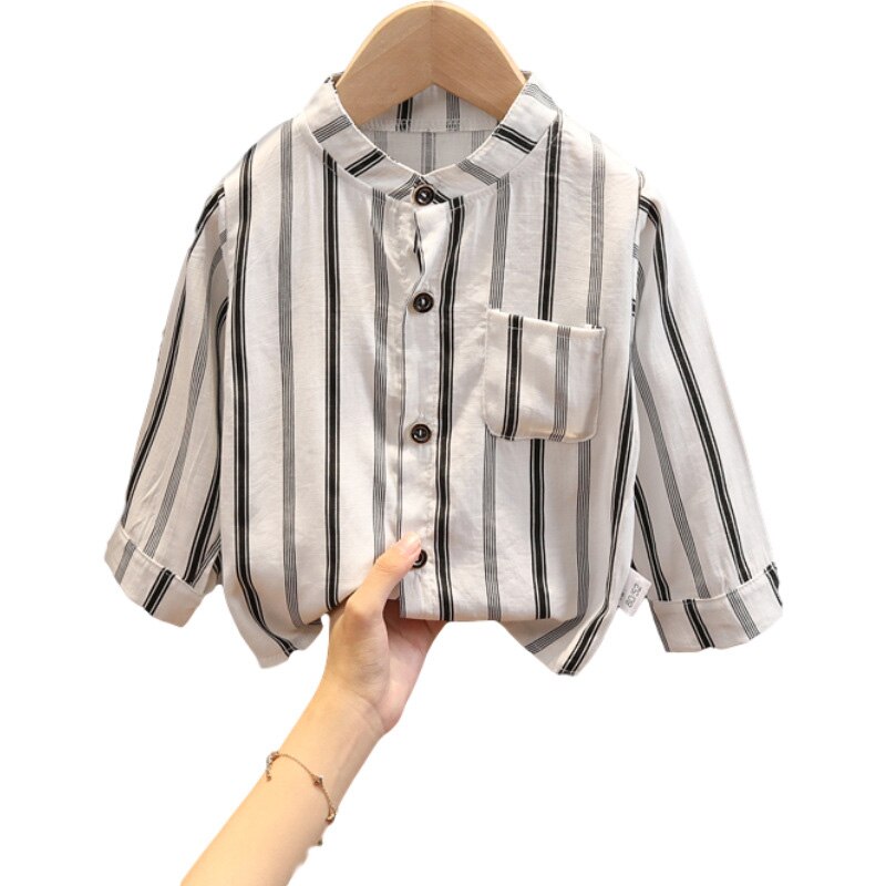 Kids Shirt Kleding Lente Lange Mouwen Dunne Blouses Kleding 1 2 3 4 Jaar Herfst Gestreepte Print Peuter Jongen Shirts casual Blouse