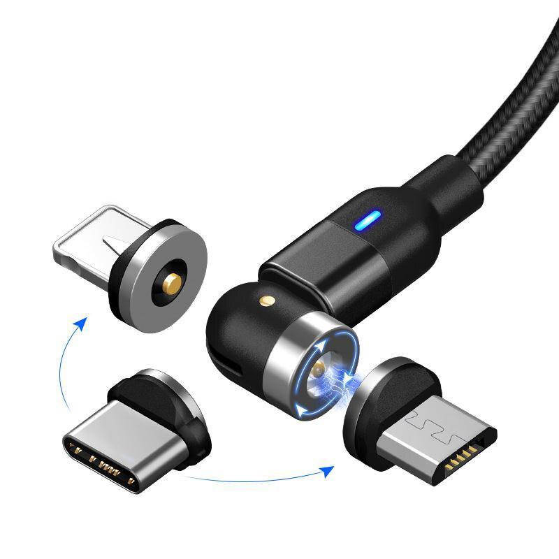 540 roterende magnetkabel hurtiglader magnetlader mikro usb type c kabel mobiltelefon ledning til iphone xiaomi samsung