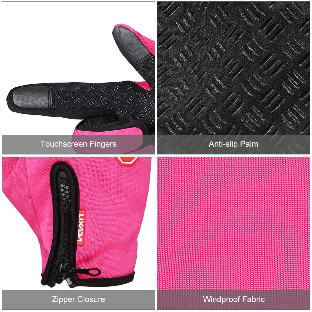 Lixada Outdoor Sport Wandelen Winter Fiets Fietsen Handschoenen Voor Mannen Vrouwen Windstopper Kunstleder Zachte Warme Handschoenen