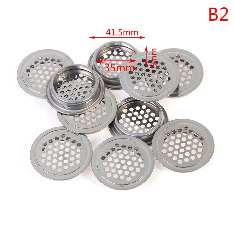 10 stk rundt skab luftkanal udluftning stål jalousi mesh hul prop dekoration dæksel garderobe gitter ventilationssystemer dia .19mm-53mm: B2