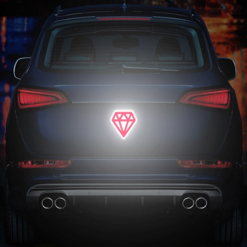 2pcs Diamond Pattern Reflective Sticker for Car Decoration Night Safety Warning Tape Vehicle Decal Cartoon Made with 3M