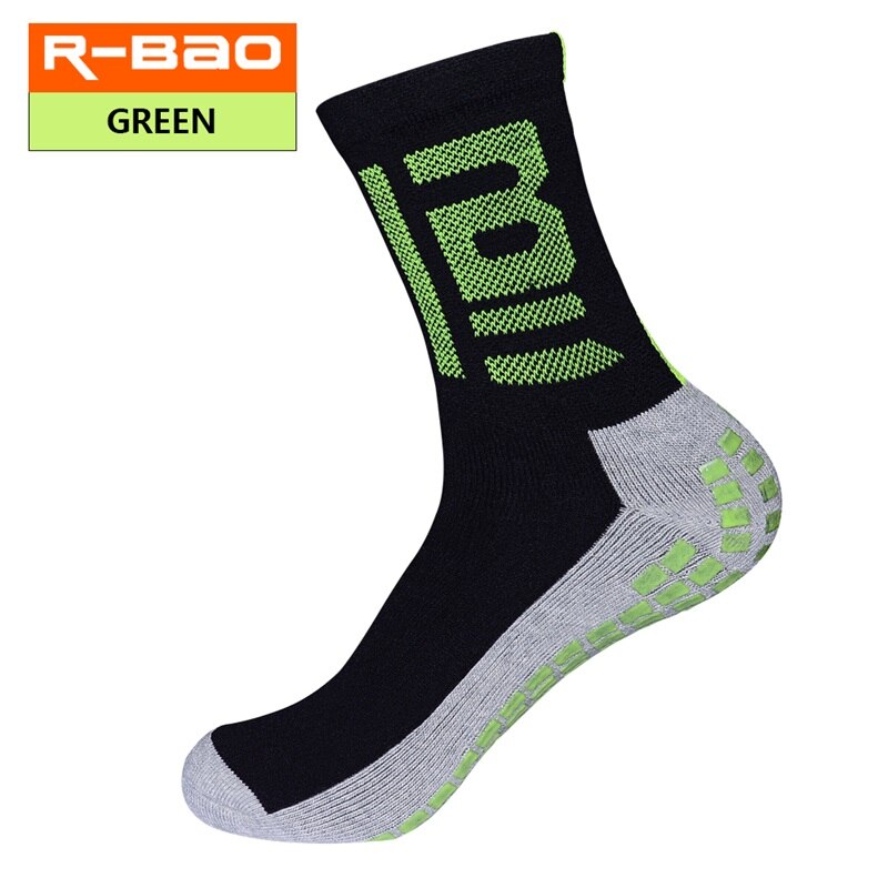 Rb6604 r- bao voksen terry sål fodbold sokker høje skridsikre fodbold korte sokker: Grøn