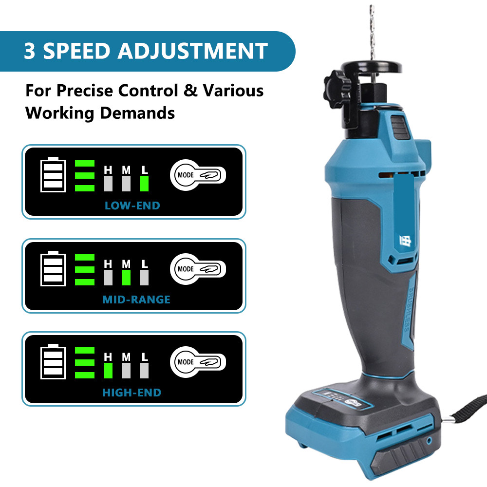 Cordless Drywall Cut-Out Tool Brushless 3 Gears Rotary Saw Efficient Cutting Wood Sheetrock Power Tools For Makita 18V Battery