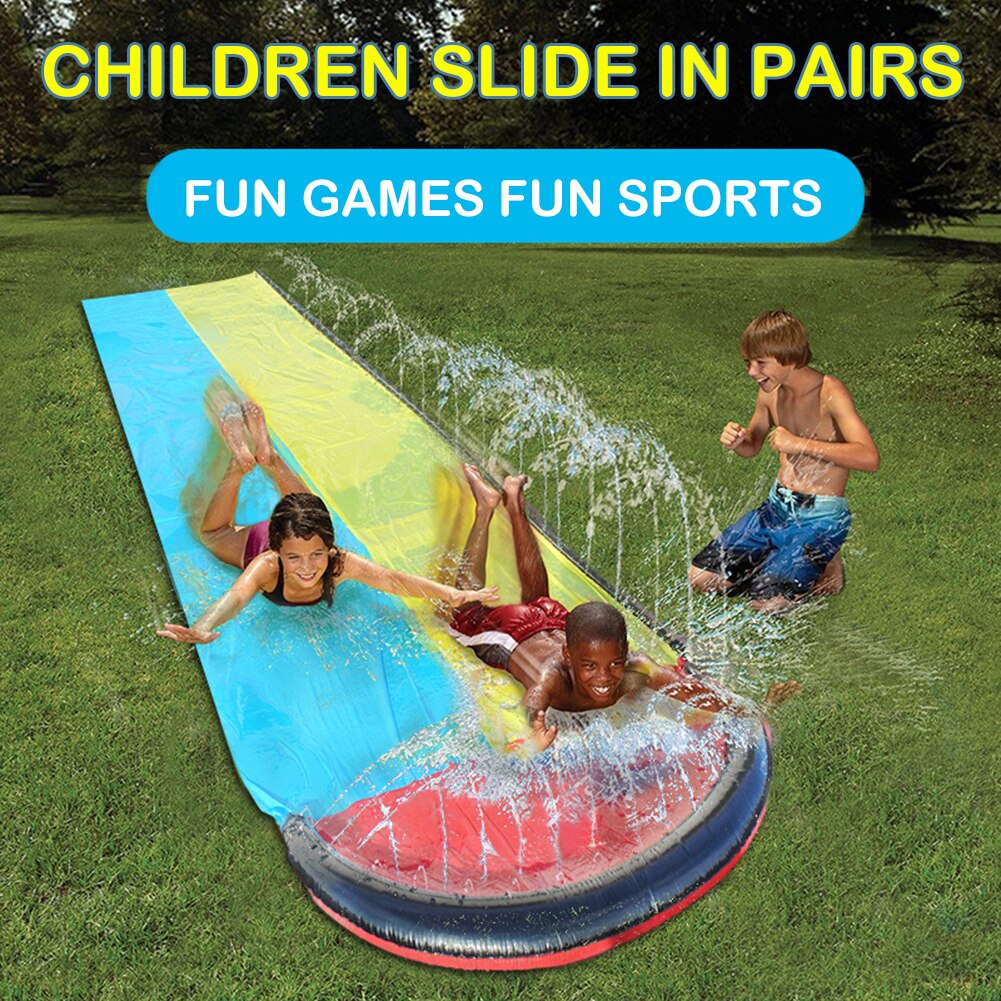 Dubbele Glijbaan Opblaasbare Kids Zomer Zwembad Games Outdoor Speelgoed Fun Gazon Glijbanen Zwembaden Leuk Speelgoed Pvc Materiaal