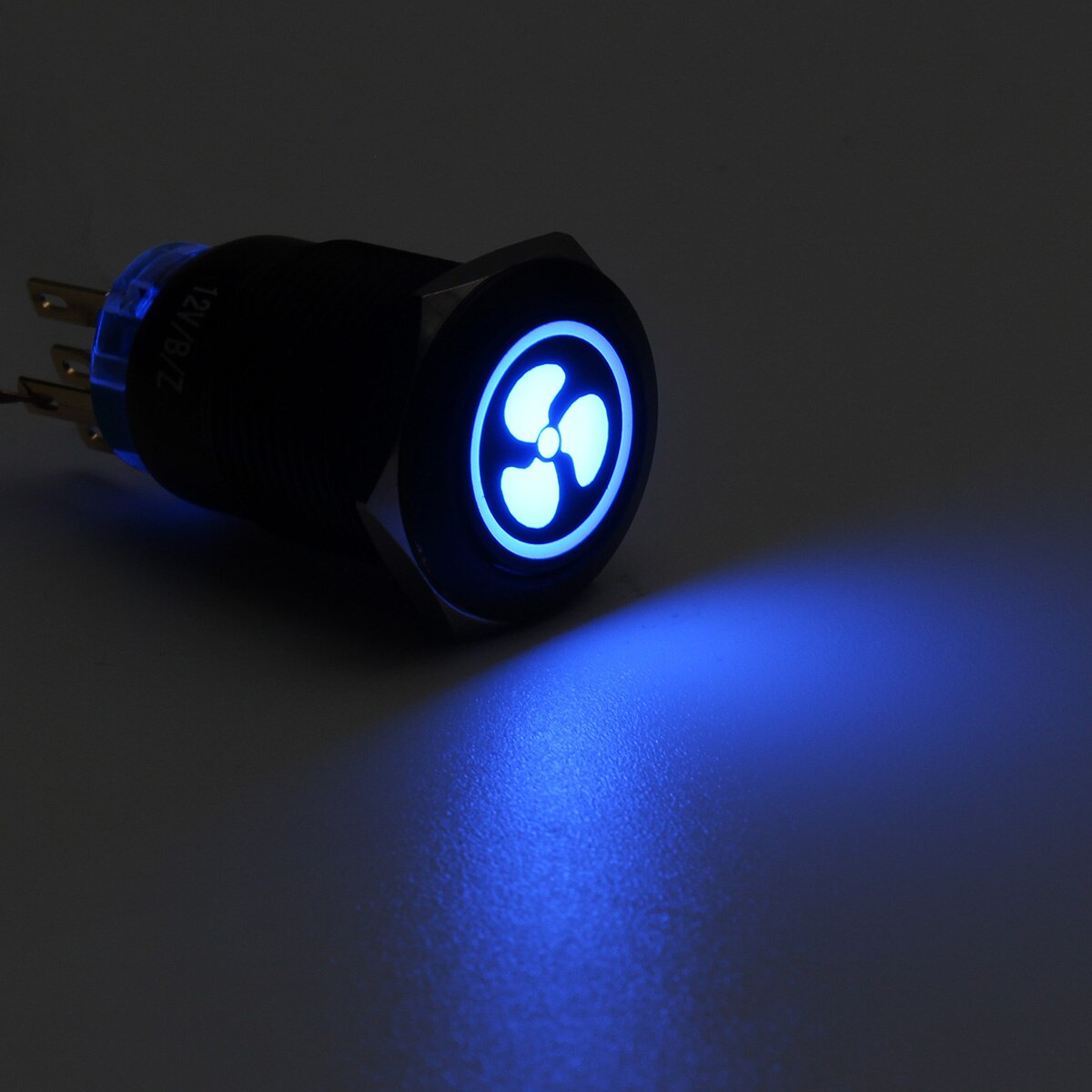 19mm LED drücken Taste Schalter Lüfter momentan Selbst-sperren Schalter Für Auto Stiefel Armaturenbrett Tafel: Blau