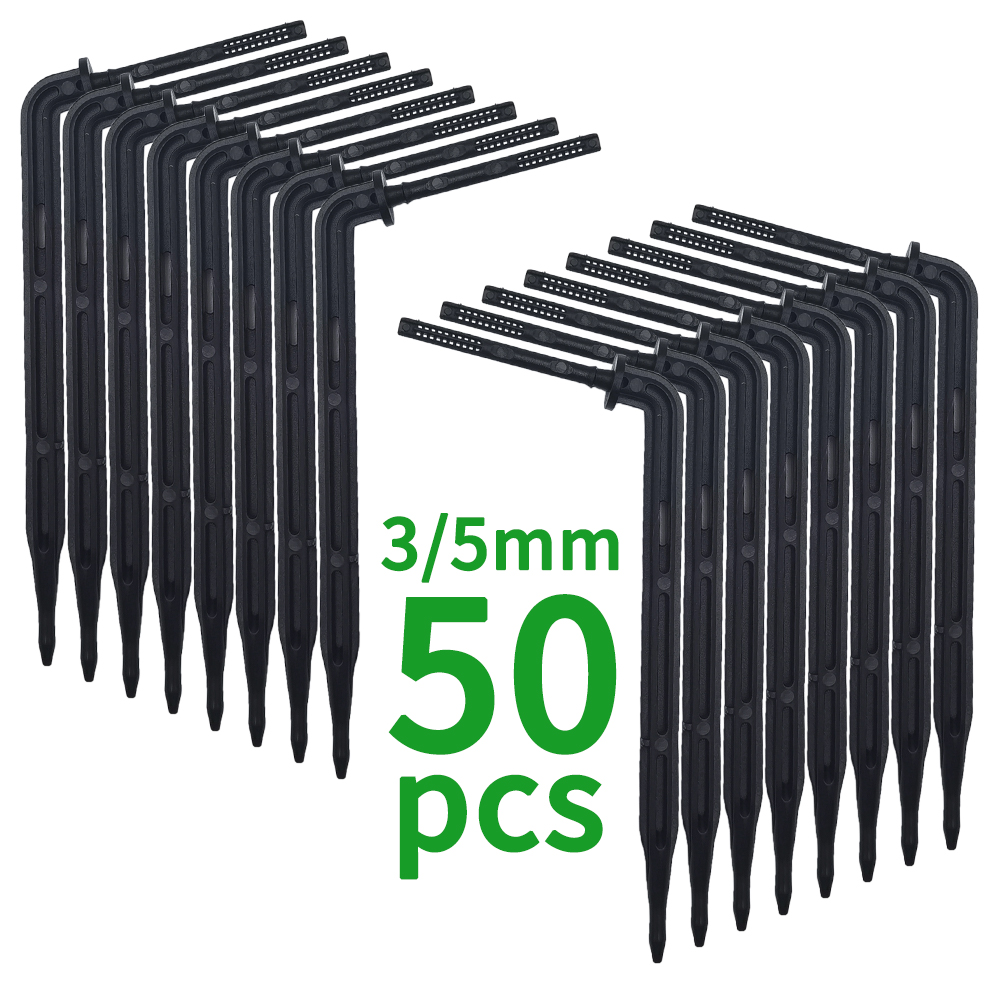 25PCS Bend Arrow Dripper Micro Drip Irrigation Kit Emitters for 3/5mm Hose Garden Watering Saving Micro Dripper Greenhouse: Yellow