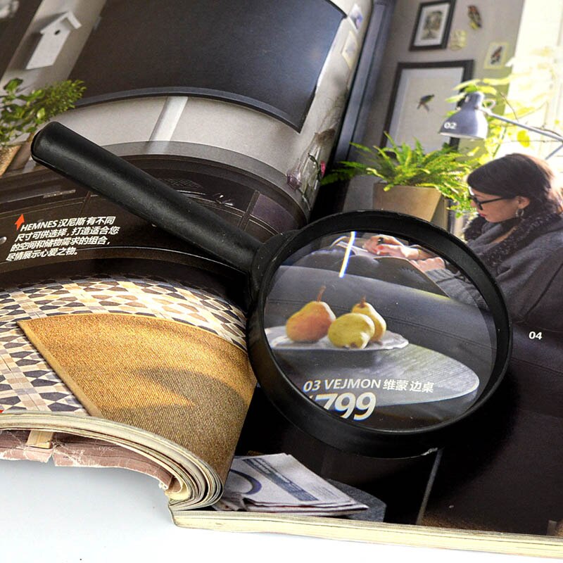 Magnifying Glass,magnifier mirror Plastic Handle 60mm Magnifier Hand Held Small 5X