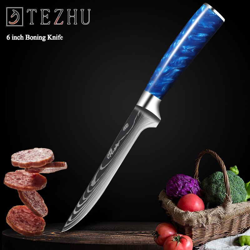 8 Inch Chef's Knives Japanese Santoku knife Damascus Knife 7Cr17mov High Carbon Stainless Steel Vegetable Meat Cooking Knife: 6inch boing knife