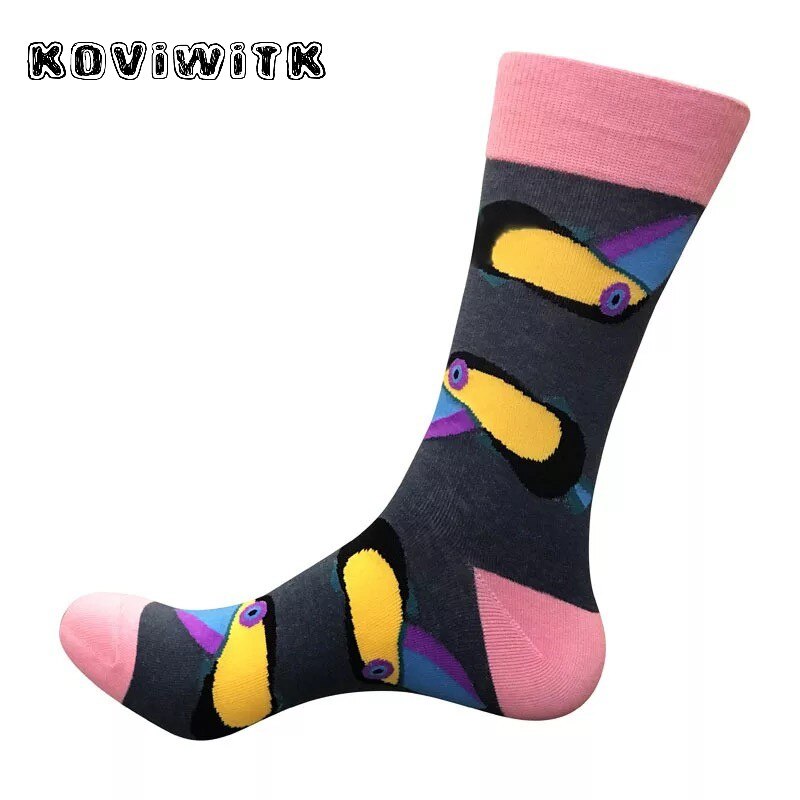 Chaussettes de dessin animé pour hommes, noir, motifs d&#39;animaux mignons imprimés, , résistant à l&#39;usure, blanche, en coton, Short pour garçons: Parrot