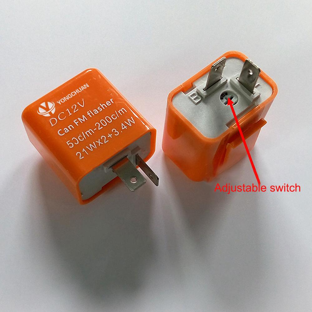 2Pin Car Motorcycle LED Flasher Relay 12V Universal Electronic Adjustable Freauency LED Turn Signal Light Blinker Flasher Relay