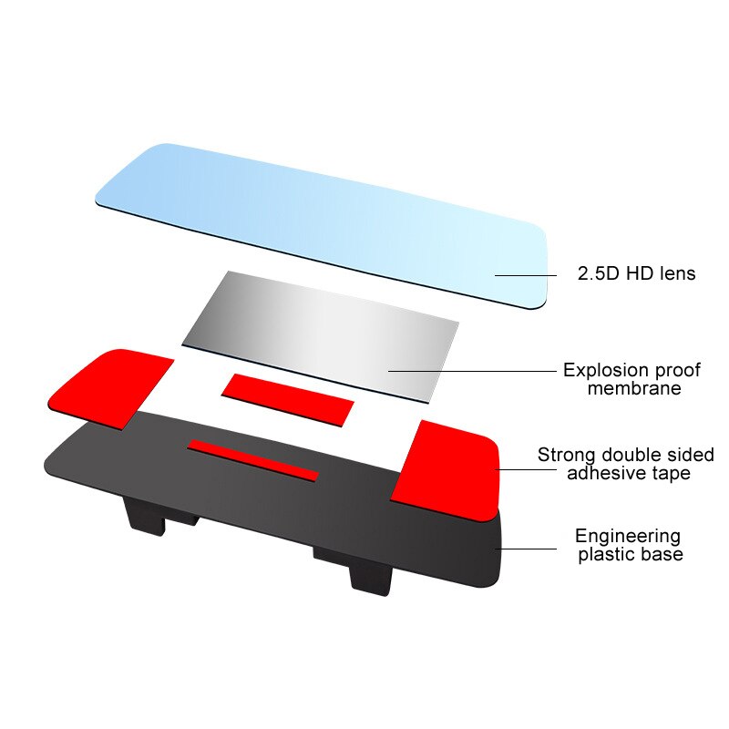 HD Car Rear View Mirror Frameless Wide-angle Anti-glare Surface Blue Mirror 2.5D Full-Screen Reverse Back Parking Reference Rear