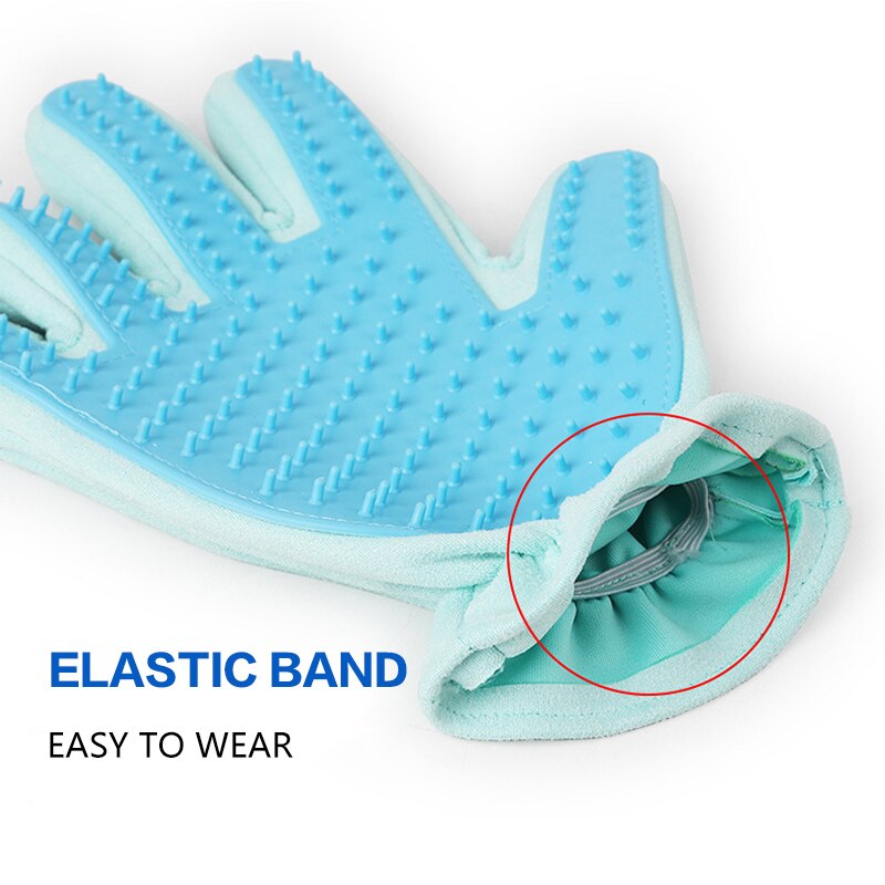 Guante de cepillo para mascotas, cepillo elástico suave de silicona para masaje, cepillo removedor de pelo para gatos, cepillo eficiente para perros, suministros de limpieza