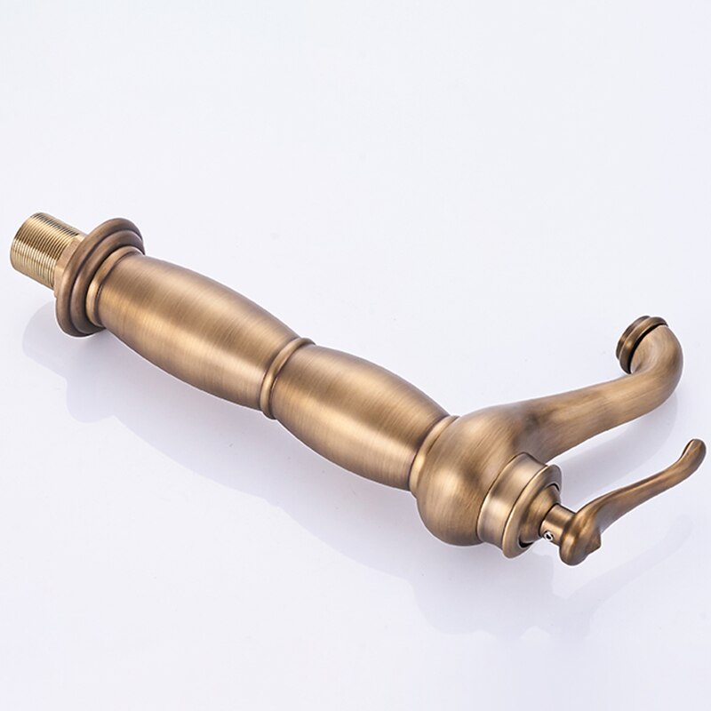 Badkamer Antieke Bronzen Massief Messing Luxe Wastafel Wastafel Tall Kraan Enkele Handgreep Water Mixer Badkraan Hoge En Korte Stijl crane