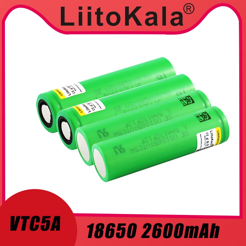 Liitokala Max 40A Pulse 60A Original 3.6V battery 18650 rechargeable VTC5A 2600mAh High Drain 40A 18650 battery
