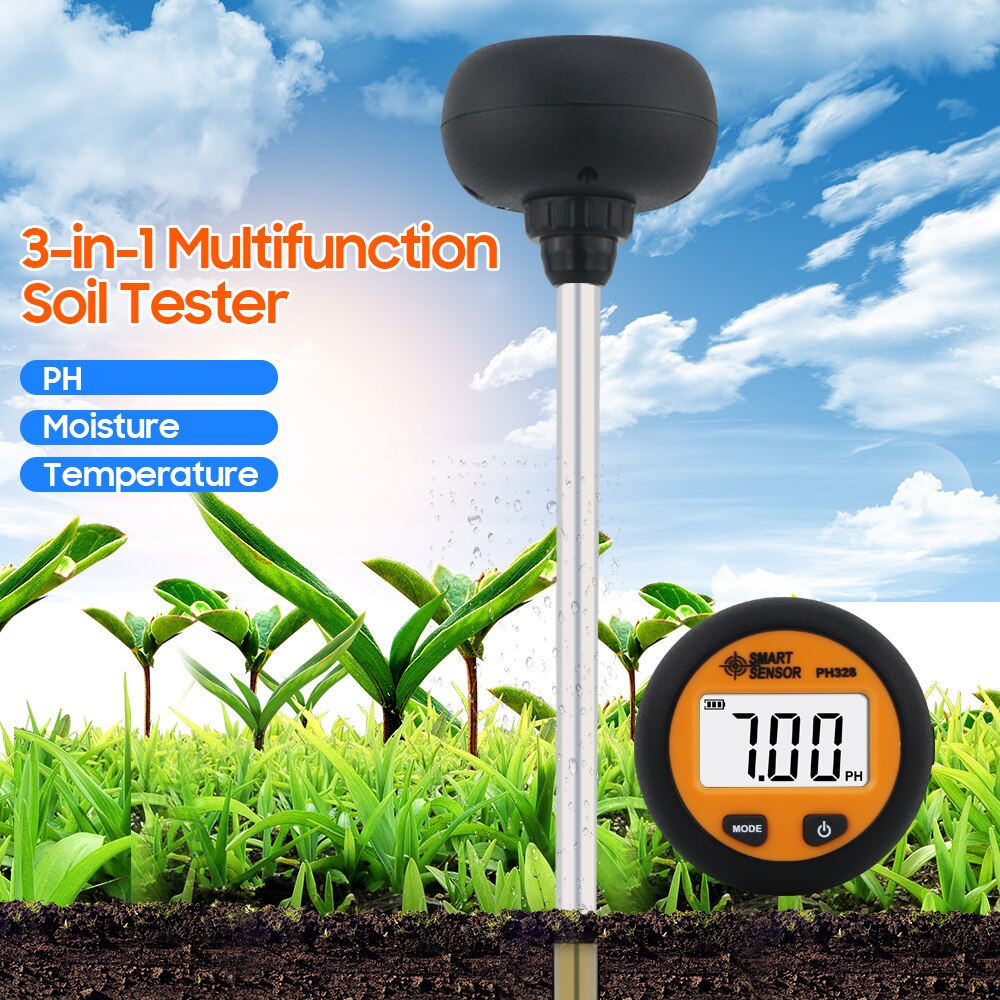 SENSOR PH328 Test Probe Digital Backlight Soil Tester 3 in 1 PH/ Moisture/ Temperature Multifunction Temp Humidity Meter