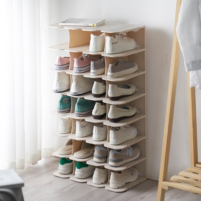 DIY 6 Layers Stackable Shoe Hanger Assembly Integrated Space Saving Shoes Storage Rack Large Capacity Cabinet Shoe Organizer