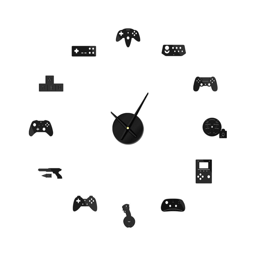 Game Controller Mirror Surface DIY 3D Acrylic Wall Clock Gamer Passion Hobby Video Games Buttons Virtual World Boy Bedroom Decor