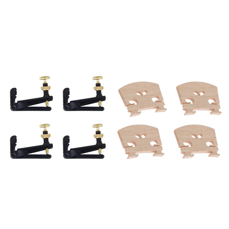 4 Piece 3/ 4-4/ 4 Violin Fine Tuner String Plate &amp; 4 Piece Violin Parts Violin-Bridge-5Pc-4/4 Maple Bridge Violin Parts: Default Title