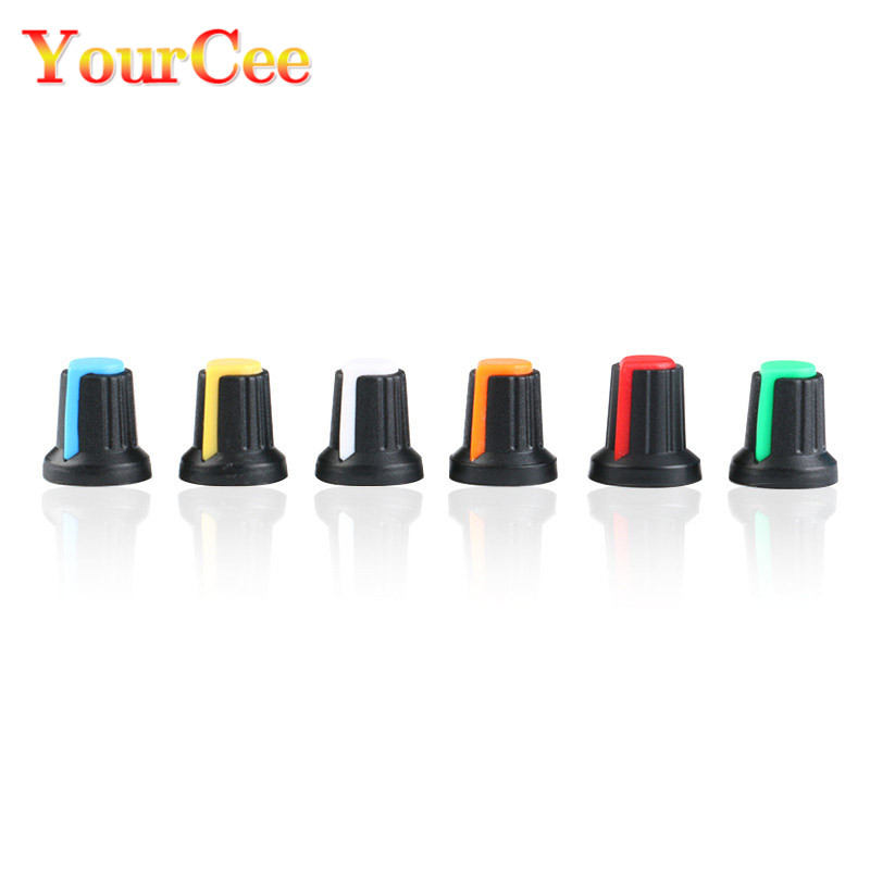 10 Stks/partij 6Mm WH148 Schakelaar Shaft Hole Dia Potentiometer Pot Knop Cap Voor Diameter 6Mm Plum Handvat Turn aan Uit Knop Knop