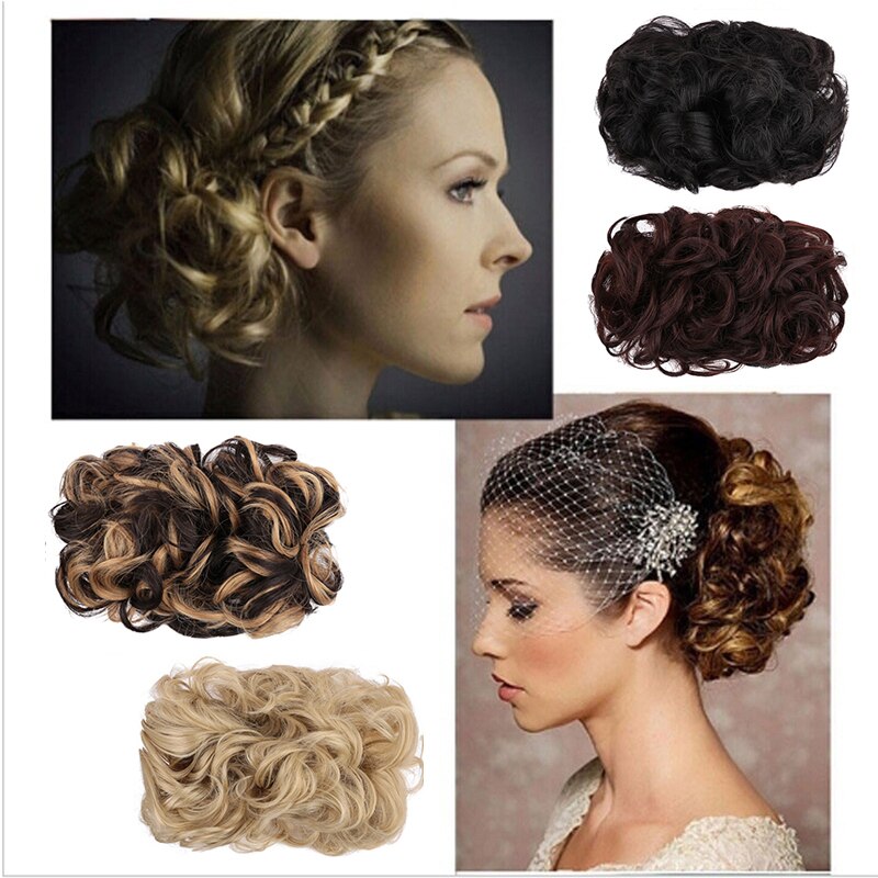 MUMUPI Hair Clip in Chignon Elastic Rubber Band Wedding Curly Synthetic Hair Extension Chignon Hair Bun Hair Accessories