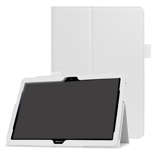 Pour Huawei Media Pad MediaPad T3 10 AGS-WO9 AGS-L09 9.6 pouces Honor Play Pad 2 étuis en cuir intelligent Texture tablette couverture: WHITE