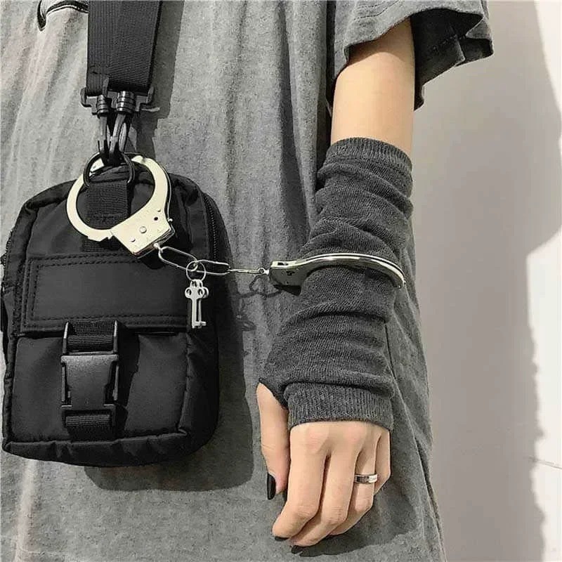 Gant gothique Lolita pour femmes et hommes, couvre-bras, Harajuku, chauffe-bras rayé, sans doigts, Punk, Long bracelet, Y2K, gants pour filles