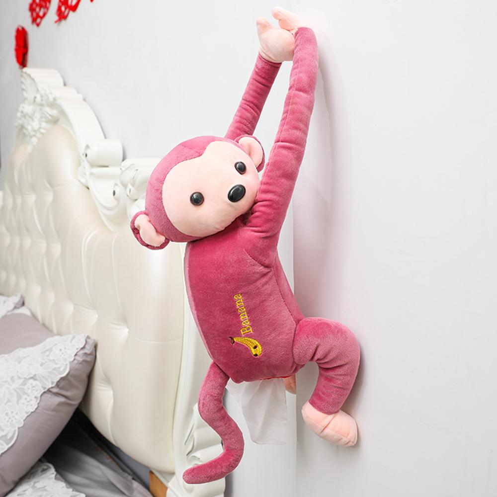 Lovely Portable Monkey Tissue Box Home Office Auto Automobile Car Tissue Box Cover Napkin Paper Holders Cases Car Organization
