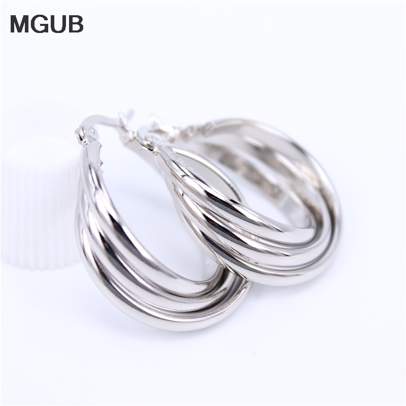 Boucles d'oreilles en acier inoxydable pour femmes, bijoux en grand cercle à la , deux styles lisses, couleur or, LH701