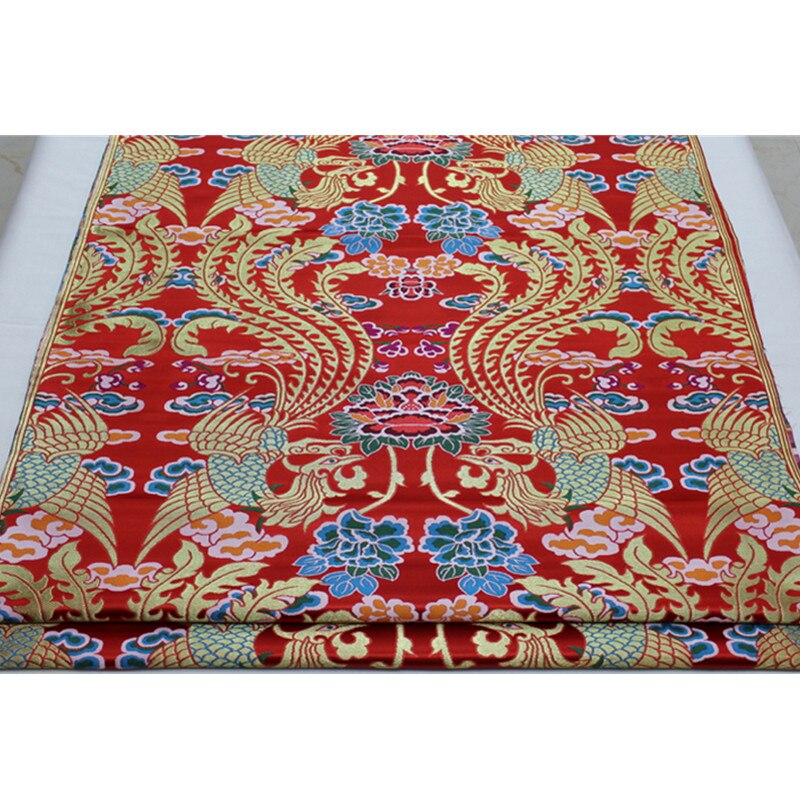 CF613 Phoenix Peony Jacquard Silk Brocade Fabric The Chinese Dress Fabric Chinese Wedding Dress Silk Fabrics Party Decoration